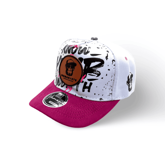 Gorra Human Unisex / Blanca con Rosado