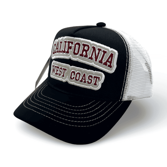 Gorra California Trucker Unisex /  Negra con Blanco