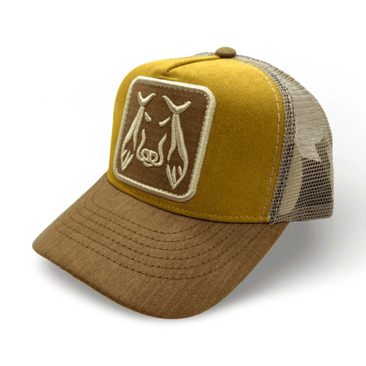 Gorra California Trucker Unisex / Vaca Marron / Mostaza