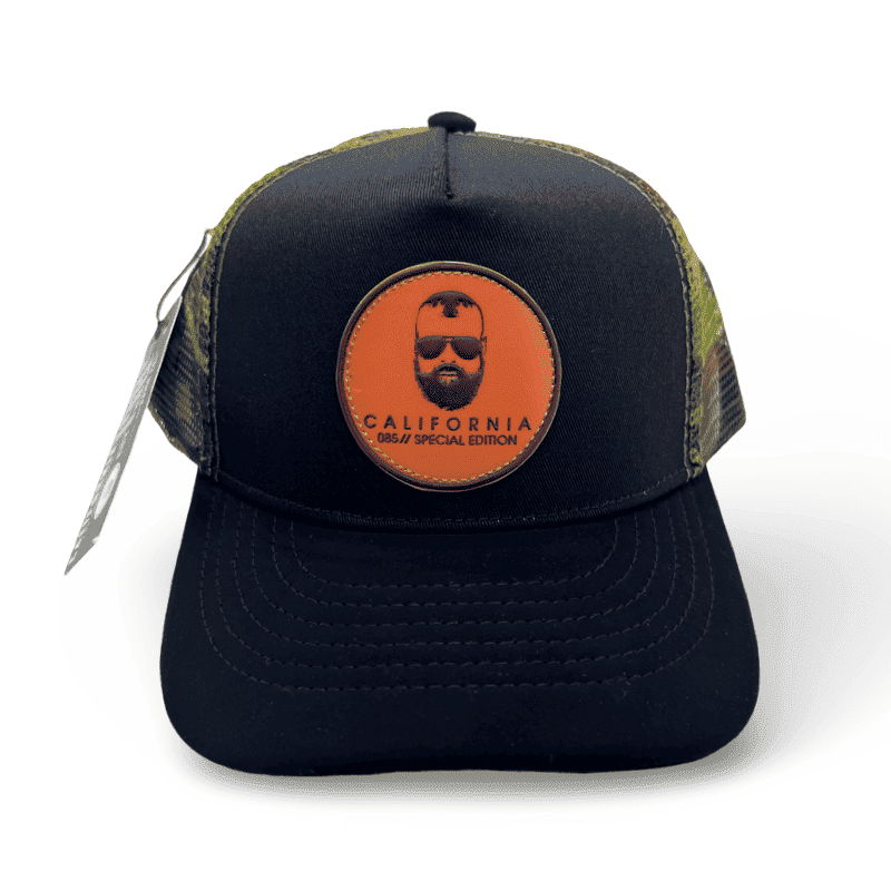 Gorra California Trucker Unisex / Negra Camuflaje.