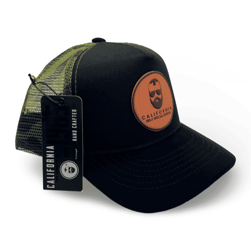 Gorra California Trucker Unisex / Negra Camuflaje.